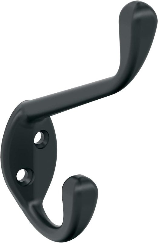 AMEROCK Amerock Noble Series H55451MB Double Prong Wall Hook, 7/16 in W, Zinc, Matte, 25 lb, 3-9/16 in Projection
