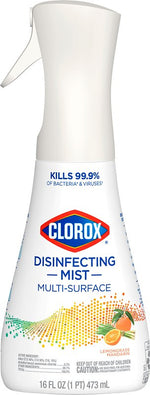 CLOROX Clorox 60151 Disinfectant Cleaner, 16 oz, Bottle, Liquid, Lemongrass, Mandarin, Clear