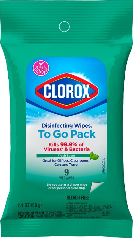 CLOROX Clorox 1665 Disinfecting Wipes, 8 in L, 7 in W, Fresh, 1-Ply