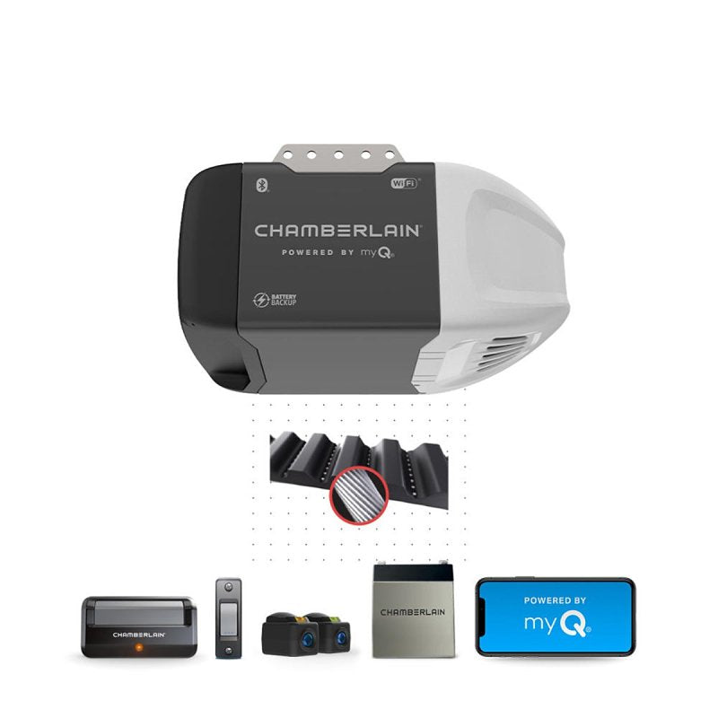 CHAMBERLAIN Chamberlain B3000 1/2 HP Belt Drive Opener with Battery Backup and myQ Connectivity HARDWARE & FARM SUPPLIES CHAMBERLAIN