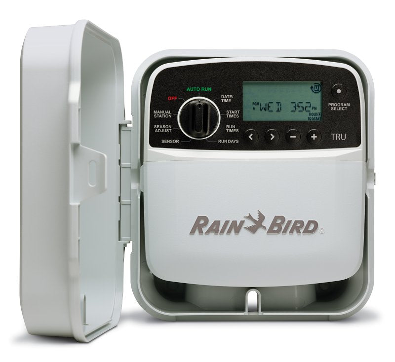 RAINBIRD Rain Bird TRU Series TRU8O Programmable Irrigation Controller, 120 V, 8-Zone, 3-Program, Digital Display, Screw, White