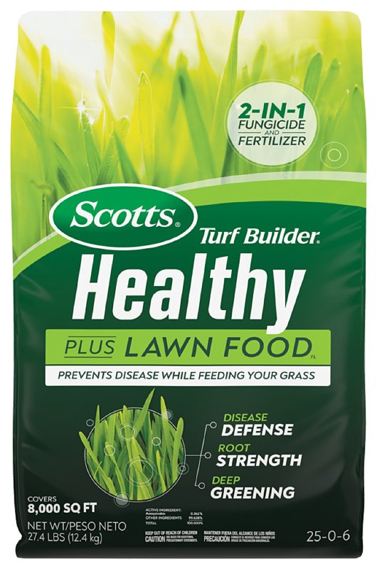 TURF BUILDER Scotts Turf Builder Healthy Plus Series 26034 Lawn Food, 27.4 lb Bag, Granular, 25-0-6 N-P-K Ratio