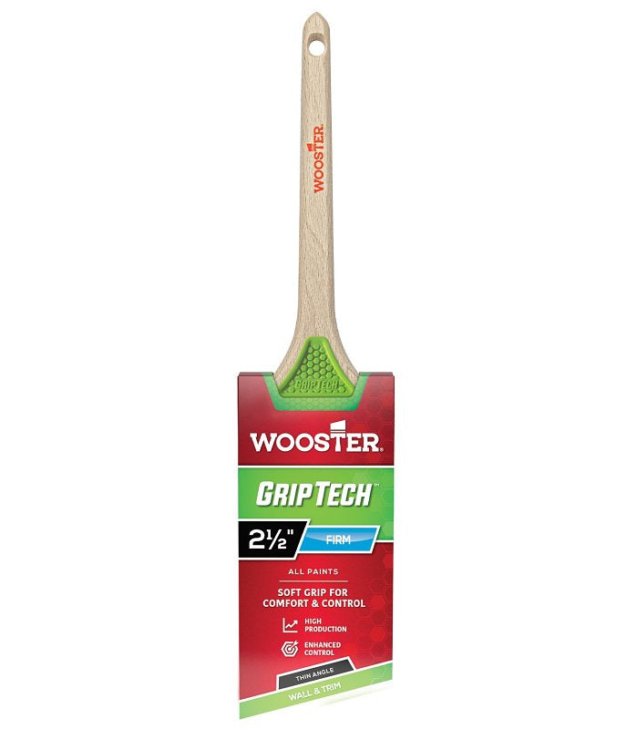 WOOSTER BRUSH Wooster GripTech Series 5400-2.5 Paint Brush, 2-1/2 in W, Thin Angle Brush, 2-11/16 in L Bristle, Polyester Bristle PAINT WOOSTER BRUSH