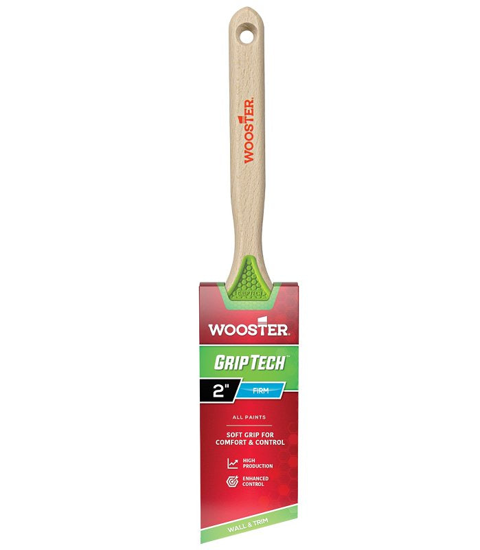 WOOSTER BRUSH Wooster GripTech Series 5401-2 Paint Brush, 2 in W, Angle Brush, 2-5/8 in L Bristle, Polyester Bristle, Sash Handle