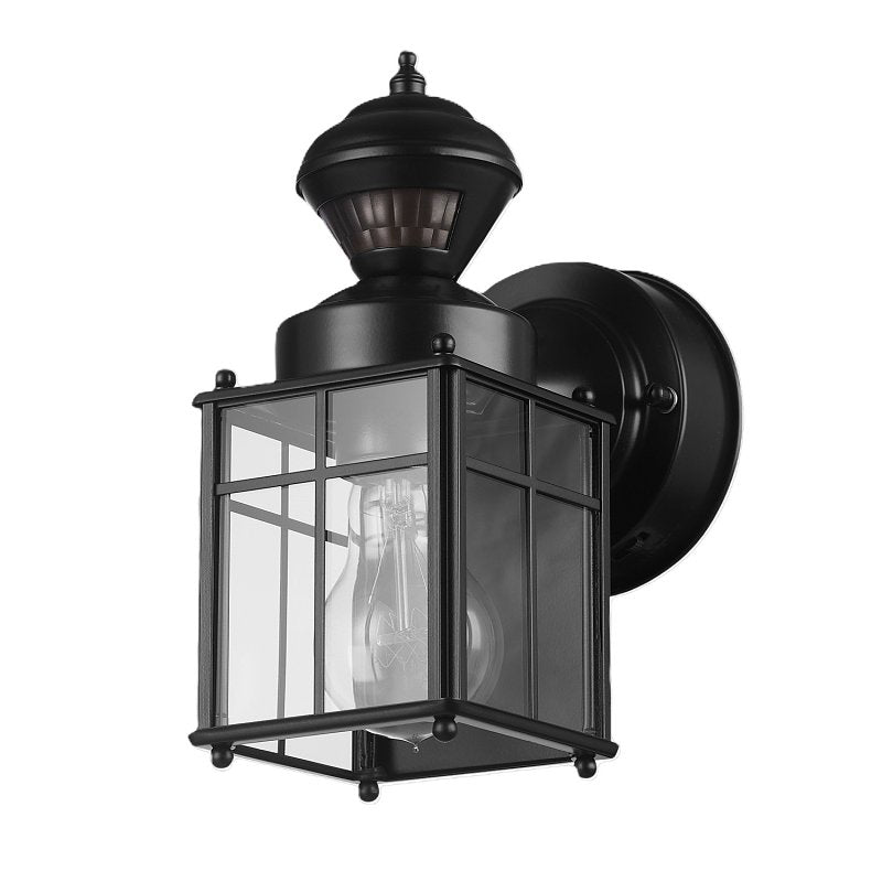 GLOBE ELECTRIC globe Franklin 60000001 Motion-Sensing Wall Lantern, LED Lamp, Black Fixture, Matte Black Fixture ELECTRICAL GLOBE ELECTRIC