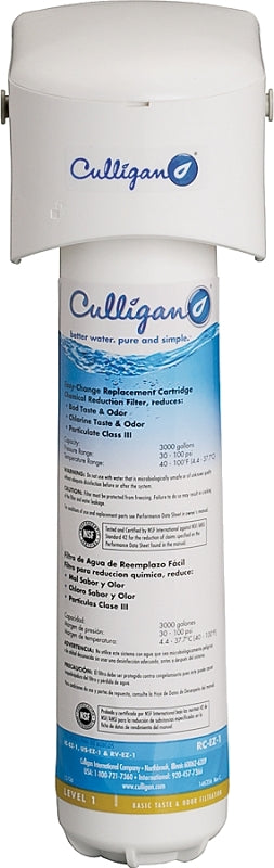 CULLIGAN SALES Culligan IC-EZ-1 Icemaker and Refrigerator Filter, 3000 gal Capacity, 0.5 gpm