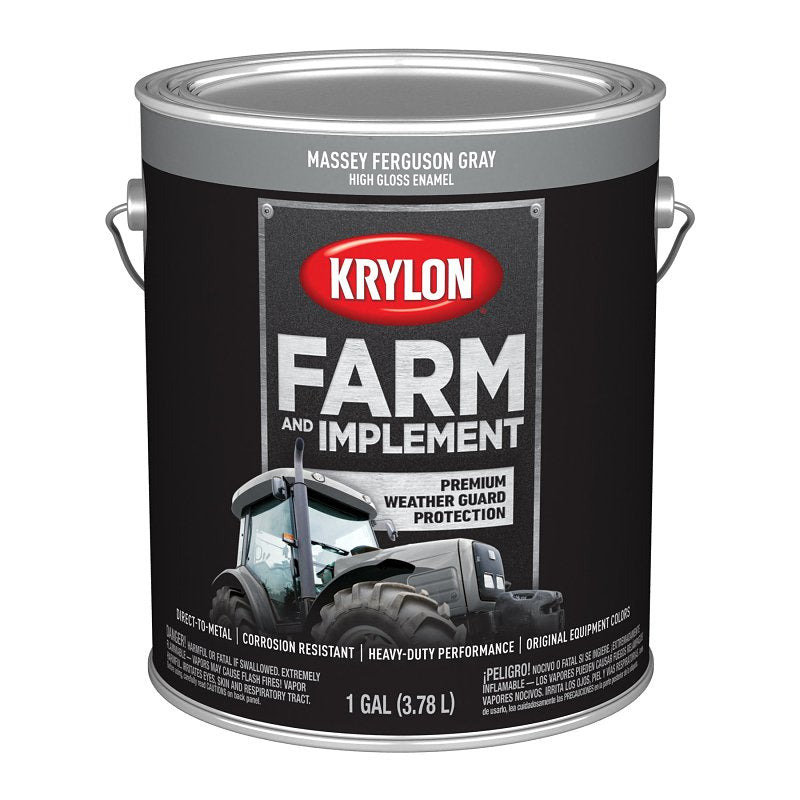 KRYLON Krylon Farm & Implement Series K01969000 Farm Equipment Paint, High-Gloss, Massey Ferguson Gray, 1 gal PAINT KRYLON