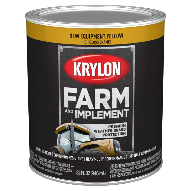 KRYLON Krylon Farm & Implement Series K02037000 Farm Equipment Paint, High-Gloss, New Equipment Cat Yellow, 1 qt PAINT KRYLON