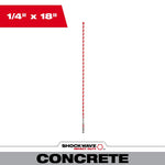MILWAUKEE Milwaukee SHOCKWAVE Impact Duty 48-20-9013 Hammer Drill Bit, 1/4 in Dia, 18 in OAL, Wide Flute, 1/4 in Dia Shank TOOLS MILWAUKEE