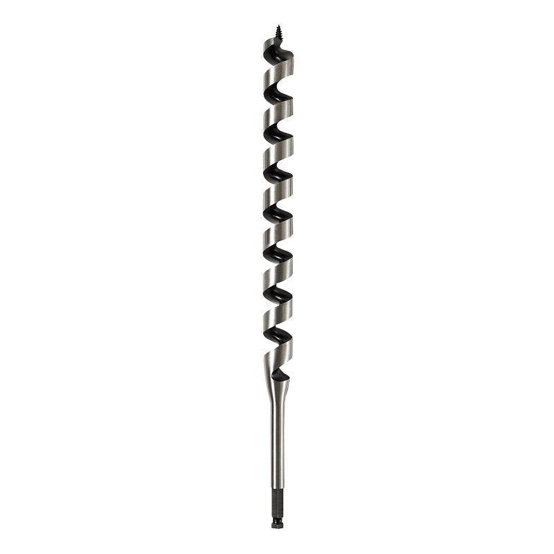 DEWALT DEWALT DW1689 Auger Drill Bit, 1-1/8 in Dia, 17 in OAL, Hollow Center Flute, 7/16 in Dia Shank, Ball Groove Shank