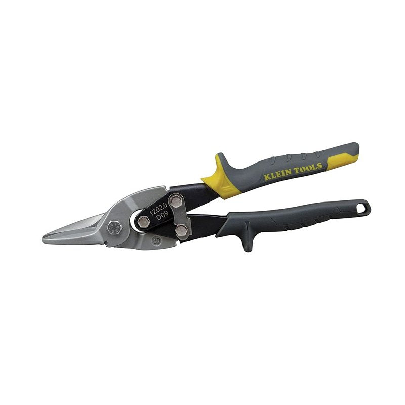 KLEIN Klein Tools 1202S Aviation Snip, 10.063 in OAL, 1-1/2 in L Cut, Straight, Wide Curves Cut, Steel Blade, Yellow Handle TOOLS KLEIN