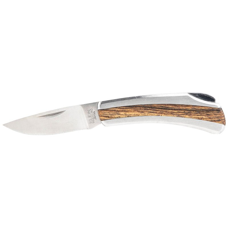KLEIN Klein Tools 44032 Pocket Knife, 1-5/8 in L Blade, Stainless Steel Blade, Silver/Wood Handle ELECTRICAL KLEIN