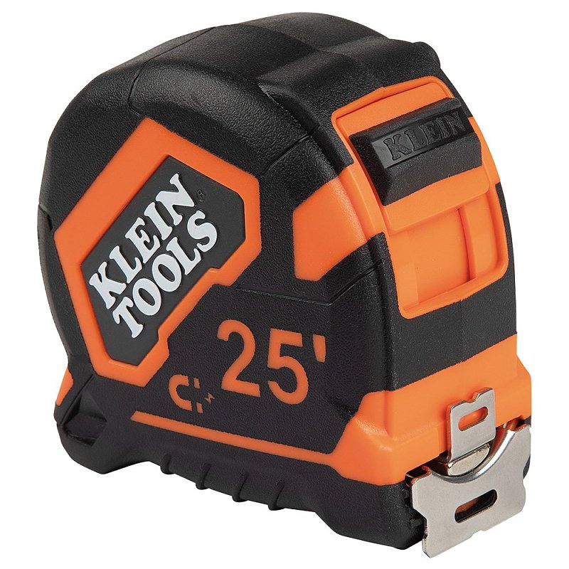 KLEIN Klein Tools 9225 Tape Measure, 25 ft L Blade, 1-1/8 in W Blade, Steel Blade, Plastic Case, Black/Orange Case ELECTRICAL KLEIN