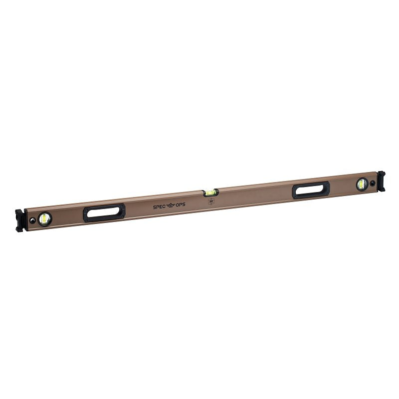 AMAX INC Spec Ops SPEC-LEVEL48 Box Beam Level with Bungee, 48 in L, 3-Vial, Aluminum, Black/Flat Dark Earth TOOLS AMAX INC