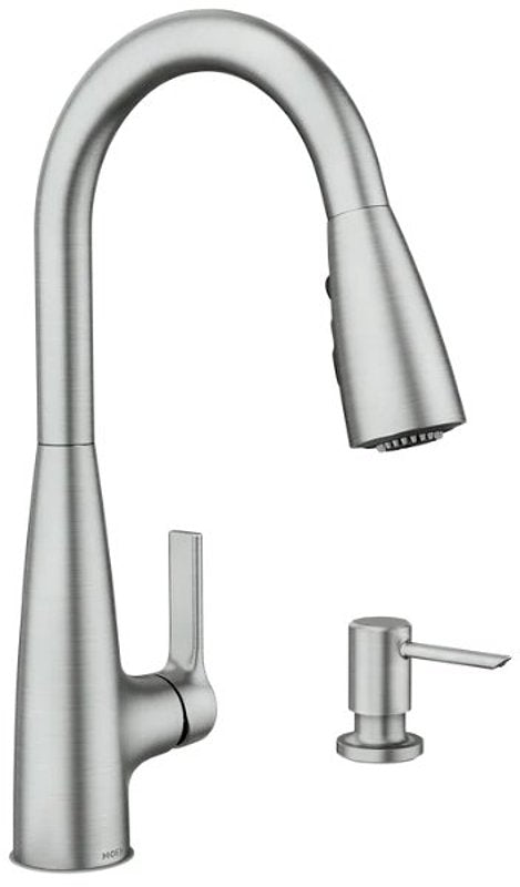 MOEN Moen Haelyn 87627 Series 87627SRS Pull-Down Kitchen Faucet, 1.5 gpm, 1-Handle, 1, 2, 3, 4-Faucet Hole, Metal PLUMBING, HEATING & VENTILATION MOEN