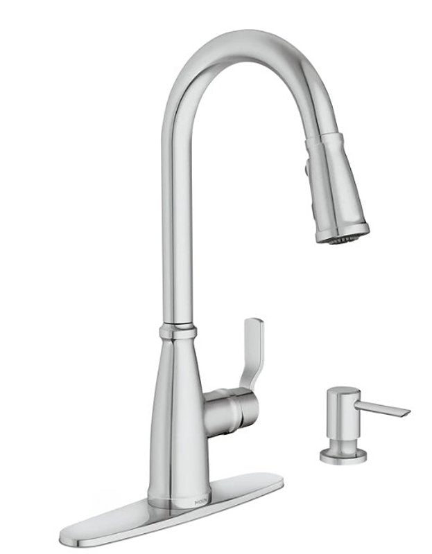 MOEN Moen Nolia 87071 Series 87071 Pull-Down Kitchen Faucet, 1.5 gpm, 1-Faucet Handle, 1, 2, 3, 4-Faucet Hole, Metal