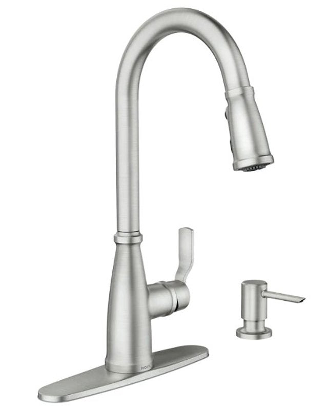 MOEN Moen Nolia 87071 Series 87071SRS Pull-Down Kitchen Faucet, 1.5 gpm, 1-Handle, 1, 2, 3, 4-Faucet Hole, Metal PLUMBING, HEATING & VENTILATION MOEN