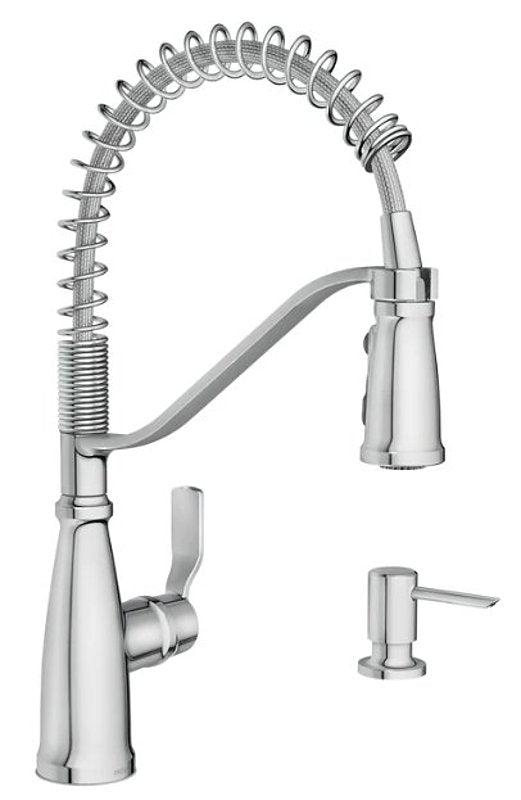 MOEN Moen Nolia Series 87886 Kitchen Faucet, 1.5 gpm, 1-Faucet Handle, 1, 3-Hole, Metal, Chrome, Countertop, Sink Mounting