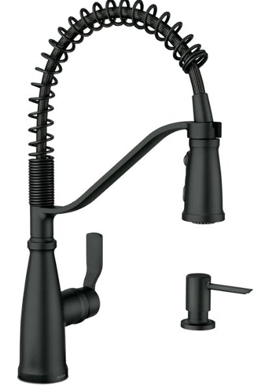MOEN Moen Nolia 87886BL Kitchen Faucet, 1.5 gpm, 1-Handle, 1, 3-Hole, Metal, Matte Black, 4-Spray Function PLUMBING, HEATING & VENTILATION MOEN