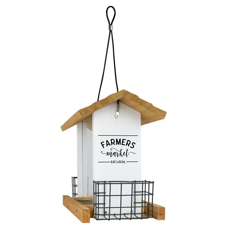 NATURE'S WAY BIRD PRODU Nature's Way WWLF2-DECO Farmhouse Hopper Feeder, 3 qt Seed, 2 Suet Cakes, Mixed, Suet Cake, Sunflower, Cedar PET & WILDLIFE SUPPLIES NATURE'S WAY BIRD PRODU