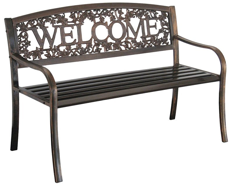 LEIGH COUNTRY Leigh Country TX 94101 Welcome Bench, 50-1/2 in W, 25 in D, 34 in H, Steel Seat, Steel Frame OUTDOOR LIVING & POWER EQUIPMENT LEIGH COUNTRY
