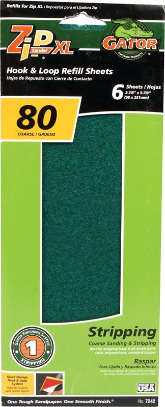 GATOR Gator 7242 Refill Sanding Sheet, 80 Grit, Medium, Aluminum Oxide Abrasive