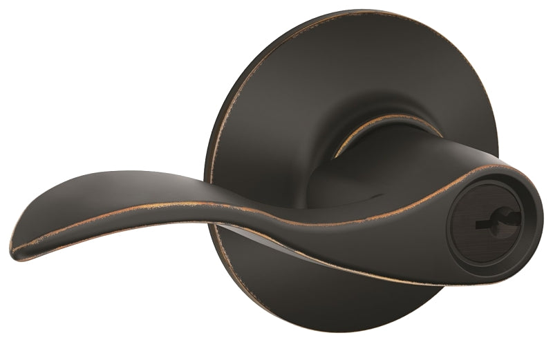 SCHLAGE LOCK Schlage Accent Series F51A V ACC 716 Entry Lever, Mechanical Lock, Aged Bronze, Metal, Residential, 1/2 in L Throw HARDWARE & FARM SUPPLIES SCHLAGE LOCK