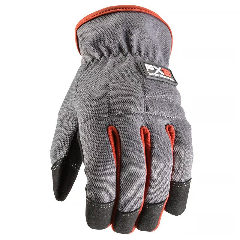 WELLS LAMONT Wells Lamont 7862-XL Gloves, Men's, XL, Adjustable Wrist, Open, Shirred Elastic Wrist Cuff, Black/Gray CLEANING & JANITORIAL SUPPLIES WELLS LAMONT