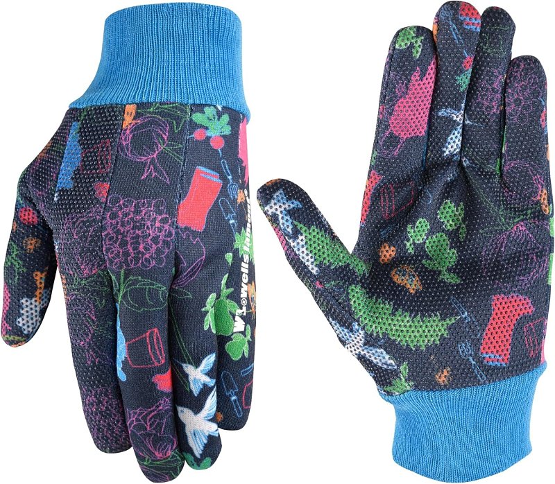 WELLS LAMONT Wells Lamont 321M-990 Garden Gloves, Women's, M, Knit Cuff, RPET Fabric, Blue/Multi-Color CLOTHING, FOOTWEAR & SAFETY GEAR WELLS LAMONT