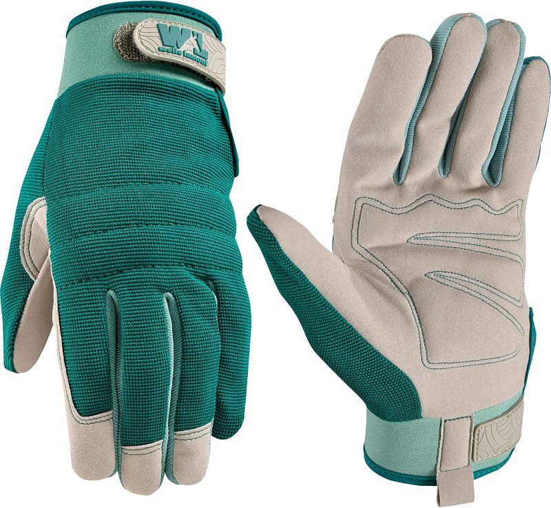 WELLS LAMONT Wells Lamont 7754-S Gloves, High-Dexterity, Lightweight, Women's, S, Adjustable Wrist Strap Cuff, Gray/Green CLEANING & JANITORIAL SUPPLIES WELLS LAMONT