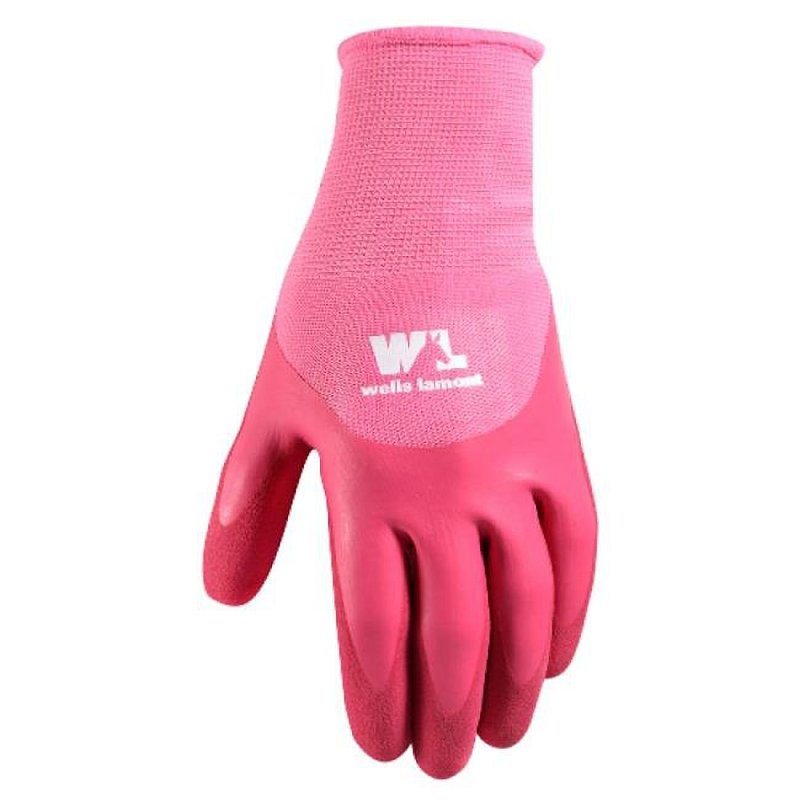 WELLS LAMONT Wells Lamont 607-L Coated Gloves, Women's, L, Elastic Wrist, Open Cuff, Latex Coating, Latex, Pink CLOTHING, FOOTWEAR & SAFETY GEAR WELLS LAMONT
