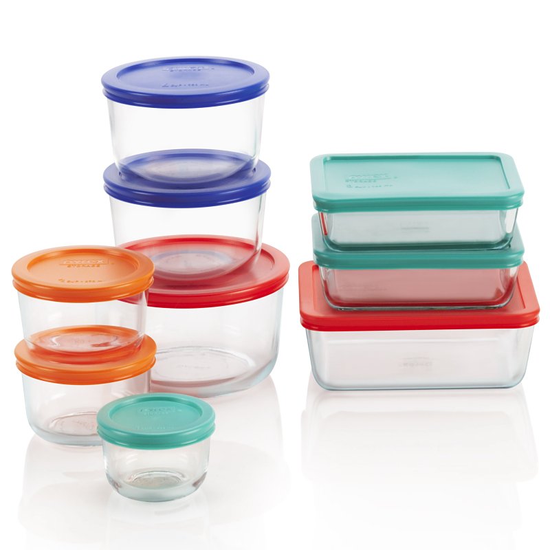 FOODSERVICES BRAND GRP, Pyrex 1110608 Storage Set, Rectangle, Round, Glass/Plastic HOUSEWARES FOODSERVICES BRAND GRP,
