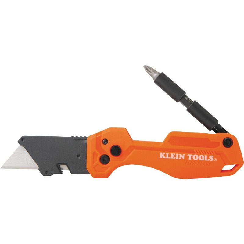 KLEIN Klein Tools 44304 Folding Utility Knife, 1 in L Blade, Steel Blade, 1-Blade, Ergonomic Handle, Orange Handle ELECTRICAL KLEIN
