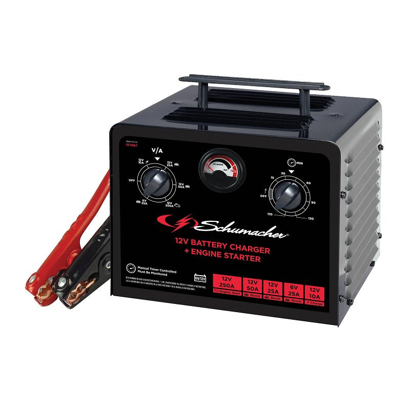 SCHUMACHER Schumacher SC1667 Timer Controlled Battery Charger and Jump Starter, 6/12 V, 250 A AUTOMOTIVE SCHUMACHER