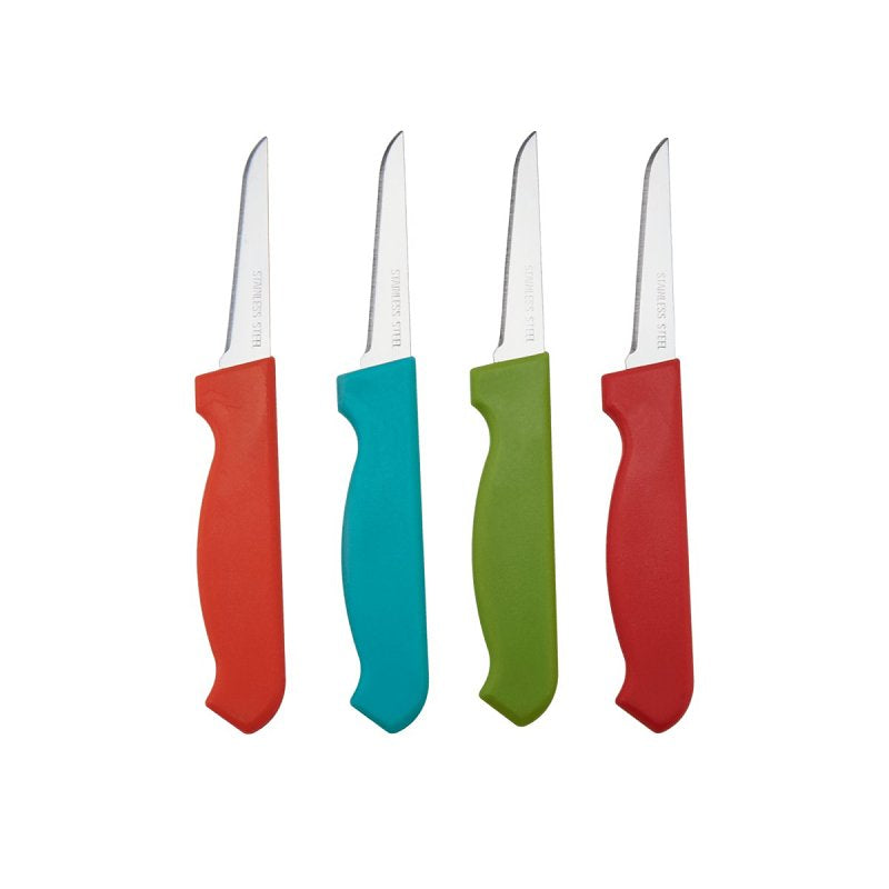 LIFETIME BRANDS Farberware 5215732 Paring Knife Set, 4-Piece, Plastic/Stainless Steel, Assorted HOUSEWARES LIFETIME BRANDS