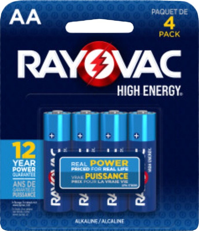 RAYOVAC Rayovac HIGH ENERGY 815-4K Household Battery, AA Battery, Alkaline, Rechargeable: No
