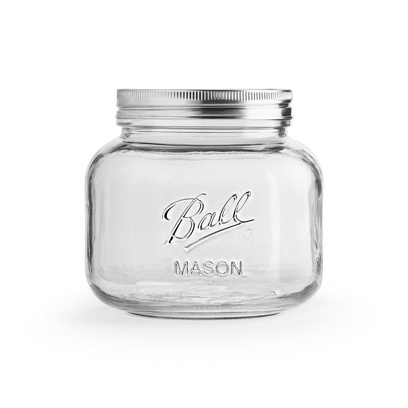 BALL Ball 2176669 Decorative Mason Jar, 64 oz, Glass/Stainless Steel HOUSEWARES BALL
