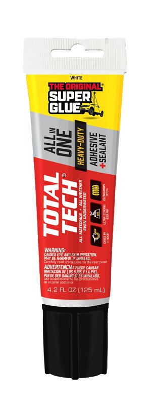 THE ORIGINAL SUPER GLUE Superglue Corp Total Tech 11711003 Construction Adhesive Sealant, White, 4.2 oz, Tube