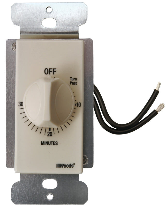 WOODS Woods 59715 Countdown Timer, 20 A, 125 V, 2500 W, 30 min Time Setting, Light Almond