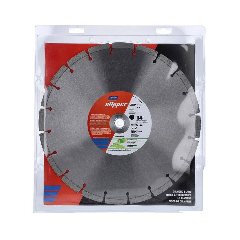 NORTON CLIPPER Norton Clipper ValuPlus Series 70184684181 High-Speed Blade, 14 in Dia, 1 to 20 mm Arbor, Segmented Rim TOOLS NORTON CLIPPER
