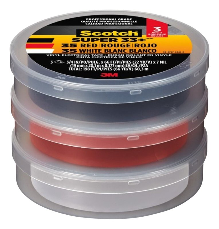 SCOTCH Scotch 6132-10828/6 Electrical Tape, 66 ft L, 3/4 in W, Vinyl Backing, Multi-Color ELECTRICAL SCOTCH