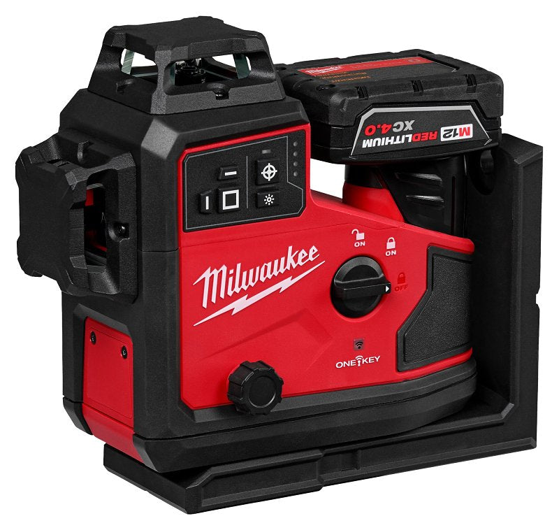 MILWAUKEE Milwaukee M12 3642-21 Laser Level, 165 ft, +/- 1/8 in Accuracy, 3-Beam, 3-Line, Green Laser