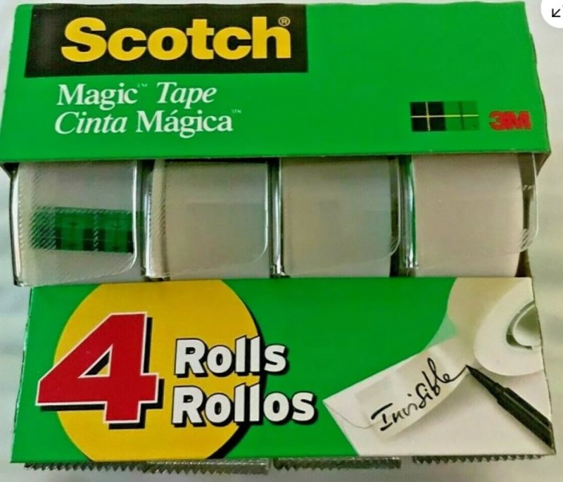 3M Scotch Magic 3105 Transparent Tape, 300 in L, 3/4 in W, Plastic Backing