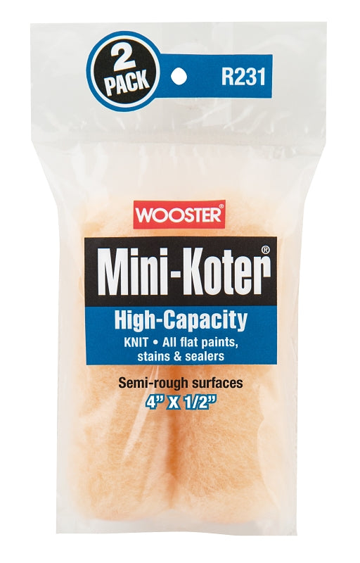 WOOSTER BRUSH Wooster MINI-KOTER R231-4 Mini Roller Cover, 1/2 in Thick Nap, 4 in L, Fabric Cover