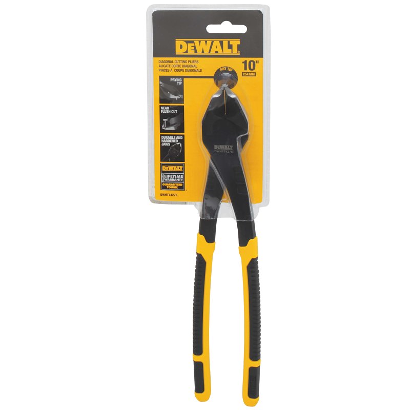 DEWALT DEWALT DWHT74275 Diagonal Plier with Prying Tip, 10-1/4 in OAL, 1.12 in Jaw Opening, Black/Yellow Handle, 1 in W Jaw