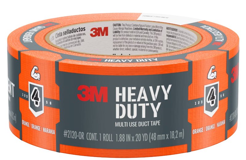 3M 3M 2120-OR Duct Tape, Heavy-Duty, 20 yd L, 1.88 in W, Orange