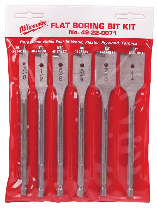 MILWAUKEE Milwaukee 49-22-0071 Boring Bit Set, Universal, 6-Piece, Carbon Steel