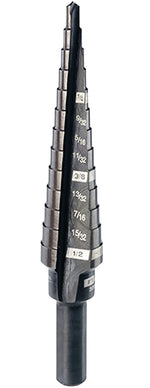 MILWAUKEE Milwaukee 48-89-9201 Step Drill Bit, 1/8 to 1/2 in Dia, 3-7/64 in OAL, 2-Flute, 1/4 in Dia Shank, Flat Shank TOOLS MILWAUKEE