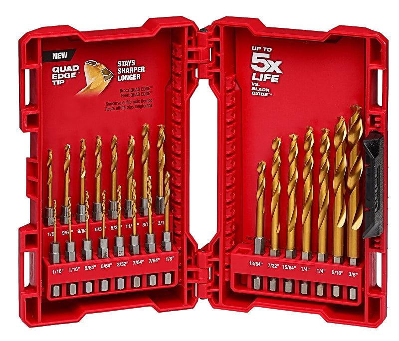 MILWAUKEE Milwaukee SHOCKWAVE Impact Duty RED HELIX Series 48-89-4631 Drill Bit Set, 23-Piece, Steel, Titanium TOOLS MILWAUKEE
