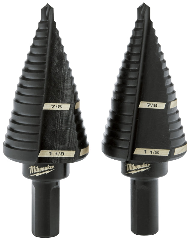 MILWAUKEE Milwaukee 48-89-9239 #9 Step Drill Bit, 7/8 to 1-1/8 in Dia, 2-Flute, 3/8 in Dia Shank, 3-Flat Shank TOOLS MILWAUKEE